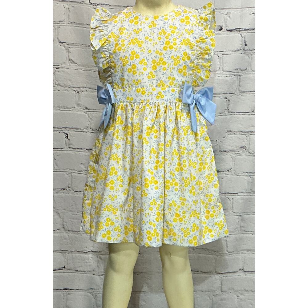 Cecil & Lou Little Girl’s Yellow and Blue Floral Bow Dress (Size 3T)